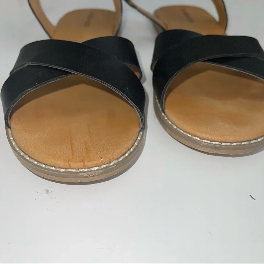 Tucker & Tate Nordstrom Black Faux Leather Ankle Strap Sandals